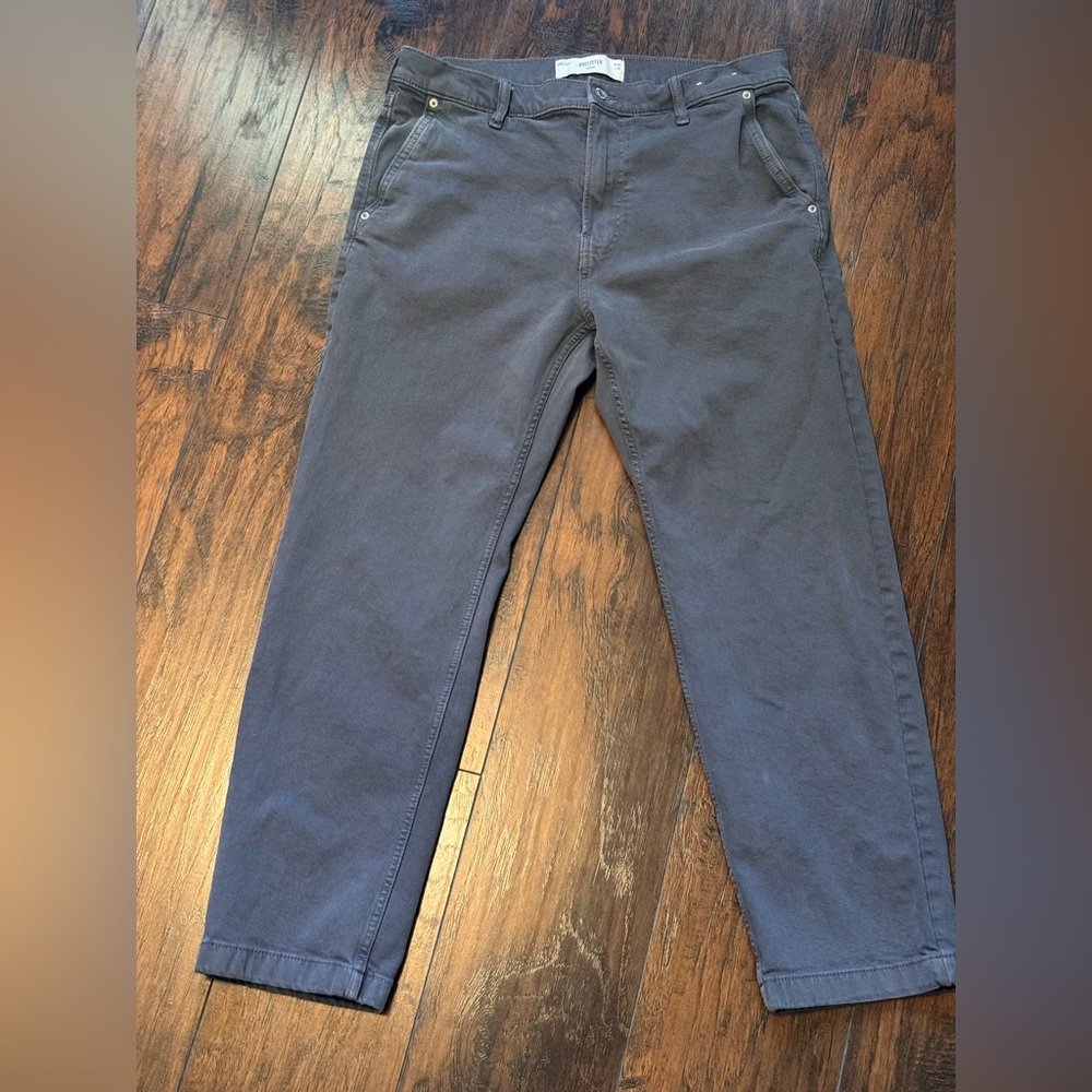 Hollister Loose Denim Jeans Grey Stone Wash SZ 34x32 Relaxed Baggy 90's Skater